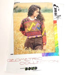 Geometric Collection Knitting Booklet Emu #B59 Color Block Sweaters Advanced